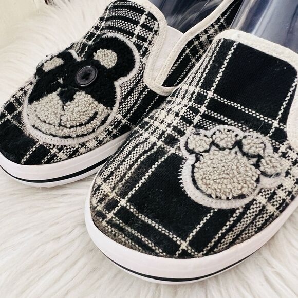 Draven Teddy Bear Black & White Plaid Slip on Loafers Comfort Shoes - Womens 9 - Picture 2 of 8